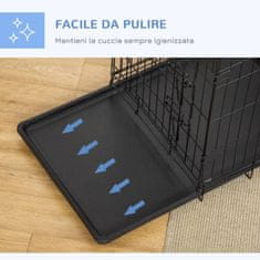 PAWHUT Dog Crate Transportna Škatla Kletka Za Male Živali Kletka Za Prevoz Kletke Pasja Zložljiva Kovinska Črna 76 X 46 X 52 Cm 