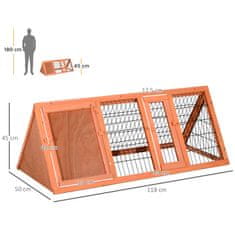 PAWHUT Koča Za Male Živali Koča Za Morske Prašičke 118 X 50 X 45 Cm Trikotna Z Zunanjim Tekom Oranžna 