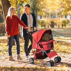 PAWHUT Dog Buggy Voziček Za Pse V Rdeči Barvi, Pasji Voziček Buggy Voziček Jogger Prikolica, Lahka In Zložljiva 