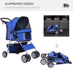 PAWHUT Pasji Voziček Dog Buggy Pet Dog Buggy Voziček Jogger Prikolica Modra 