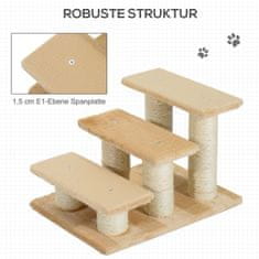 PAWHUT Živalske Stopnice Za Mačke In Pse 3-Stopenjske Pasje Stopnice, Pliš, Krem, 45X35X34 Cm 