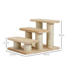 PAWHUT Živalske Stopnice Za Mačke In Pse 3-Stopenjske Pasje Stopnice, Pliš, Krem, 45X35X34 Cm 