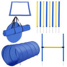 PAWHUT Agility Set Za Vadbo Slalom Hurdle Tunnel Dog Sports Training Area Pe+Polyester Blue+Yellow 