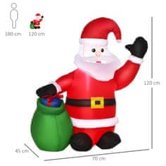 HOMCOM Led Figura Motiv Božič Božiček Snežak Napihljiva Božična Dekoracija Osvetljen Vrt, D 70 X Š 45 X V 120 Cm, Ip 44, Topla Bela 