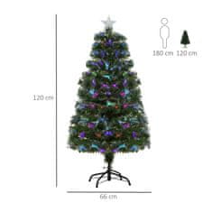 HOMCOM Božično Drevo 1,2 M Umetna Jelka 130 Vej Kovinski Podstavek Pvc Večbarvni Svetlobni Efekti Ø66 X 120H Cm 