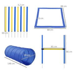 PAWHUT Agility Set Za Vadbo Slalom Hurdle Tunnel Dog Sports Training Area Pe+Polyester Blue+Yellow 