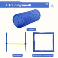 PAWHUT Agility Set Za Vadbo Slalom Hurdle Tunnel Dog Sports Training Area Pe+Polyester Blue+Yellow 