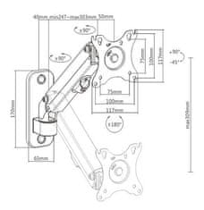 Gembird MA-WA1-01 13"- 27" gibljiva stenska montažna roka za monitor