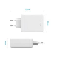 FIXED FIXED FIXCG100-3CU-WH potovalni polnilnik GaN 3xUSB-C/USB 100 W, bel