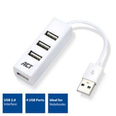 ACT AC6200 USB Hub 4 vhodi USB A 2.0, 12 cm, bel