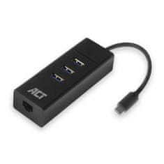 ACT AC6400 USB-C Hub 3 vrata USB A 3.2 in ethernet črn