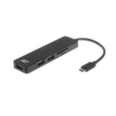 ACT AC6405 USB-C Hub 3 vrata USB A 3.2 s čitalnikom kartic črn