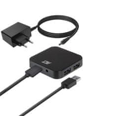 ACT AC6305 USB 3.2 Hub 4 vrata, 10W napajalnik, črn