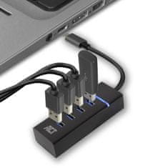ACT AC6415 USB-C Hub 3.2 s 4 vrati USB-A 3.2, 0,3m črn