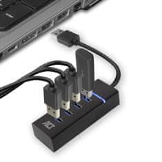 ACT AC6300 USB Hub 3.2 s 4 vhodi USB-A, 0,5m, črn