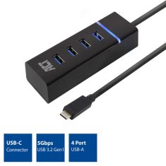 ACT AC6415 USB-C Hub 3.2 s 4 vrati USB-A 3.2, 0,3m črn