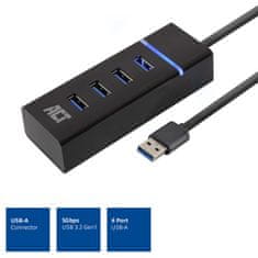 ACT AC6300 USB Hub 3.2 s 4 vhodi USB-A, 0,5m, črn