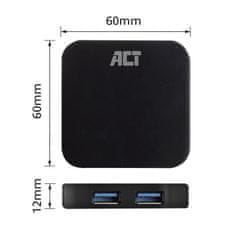 ACT AC6410 USB-C Hub 4 vrata USB A 3.2 z napajalnikom 10W črn