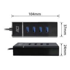 ACT AC6415 USB-C Hub 3.2 s 4 vrati USB-A 3.2, 0,3m črn