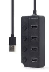 Gembird UHB-U2P4P-01 4-vhodi USB 2.0 HUB s stikali črn