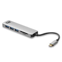 ACT AC7050 USB-C Hub 3 vrata USBA 3.2 z bralnikom kartic siva