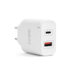 Delight 55047WH USB QuickCharge 3.0 + USB C polnilec bel