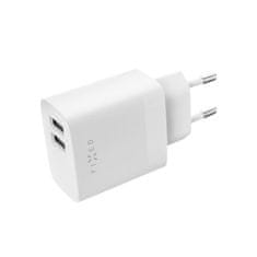 FIXED FIXED dvojni potovalni polnilnik USB 17 W + kabel USB/USB-C, bel FIXC17N-2UC-WH