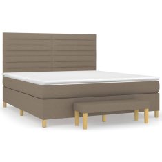 Vidaxl Box spring postelja z vzmetnico taupe 180x200 cm blago