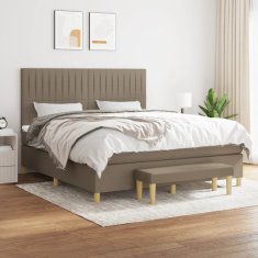 Vidaxl Box spring postelja z vzmetnico taupe 160x200 cm blago