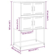 Vidaxl Komoda olivno zelena 68,5x38,5x107 cm jeklo