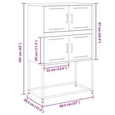 Vidaxl Komoda črna 68,5x38,5x107 cm jeklo