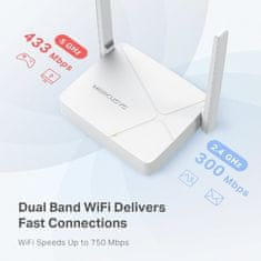 TP-Link WiFi usmerjevalnik MERCUSYS MR20 AC750 dvojni AP/usmerjevalnik, 2x LAN, 1x WAN/ 300Mbps 2,4/ 433Mbps 5GHz