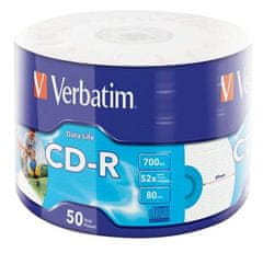 Verbatim CD-R 700MB, 52x, za tiskanje, ovitek 50 kosov