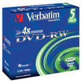 Verbatim DVD-RW (4x, 4,7 GB), 5 kosov/paket