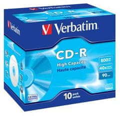 Verbatim CD-R 800MB 40x, 10 kosov - medij, dodatna zaščita, jewel 43428