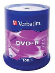 Verbatim DVD+R 4,7GB 16x, 100 kosov - medij, AZO, vreteno 43551