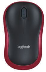 Logitech Logitechova miška M185/ brezžična/ optična/ 1000 dpi/ sprejemnik USB/ rdeča
