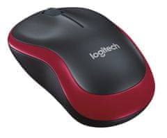 Logitech Logitechova miška M185/ brezžična/ optična/ 1000 dpi/ sprejemnik USB/ rdeča