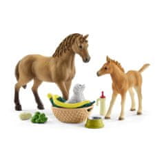 Schleich Horse Club 42432 Set žrebička in quarter konja s kužkom in dodatki