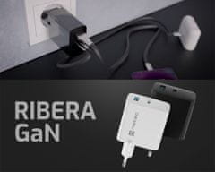 Natec Ribera GaN univerzalni polnilec, 65 W, USB-A, USB-C, črn