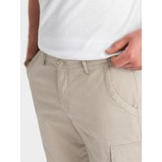 OMBRE Enobarvne moške kratke hlače s tovornimi žepi bež barve MDN126227 L