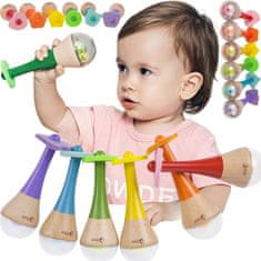 Classic world CLASSIC WORLD Rattle 2v1 Leseni inštrument Rainbow Maracas 1 kos.