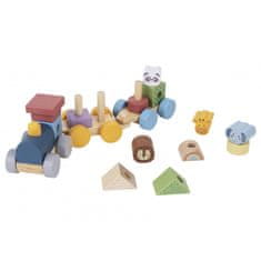 Tooky Toy TOOKY TOY Leseni vlakec z živalmi Montessori sestavljanka