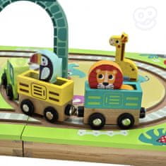 Tooky Toy Tooky Toy Leseni kovček Zoo Track živali vozila vagoni