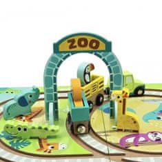 Tooky Toy Tooky Toy Leseni kovček Zoo Track živali vozila vagoni