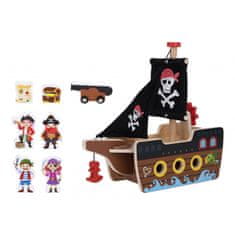 Tooky Toy Komplet lesenih figuric piratske ladje TOOKY TOY