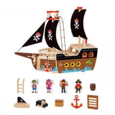 Tooky Toy Komplet lesenih figuric piratske ladje TOOKY TOY