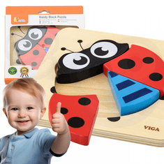 Viga Toys VIGA Otrokova prva lesena sestavljanka Ladybug