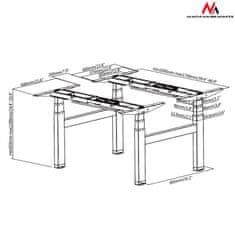 Maclean Maclean MC-794 dvojna po višini nastavljiva električna miza, brez vrha za stoječe-sedeče delo (2 dela), max višina 128cm 10