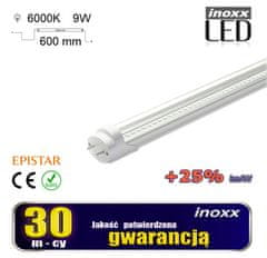 slomart LED fluorescentna svetilka 60cm 9w T8 6000k G13 hladno prozorna